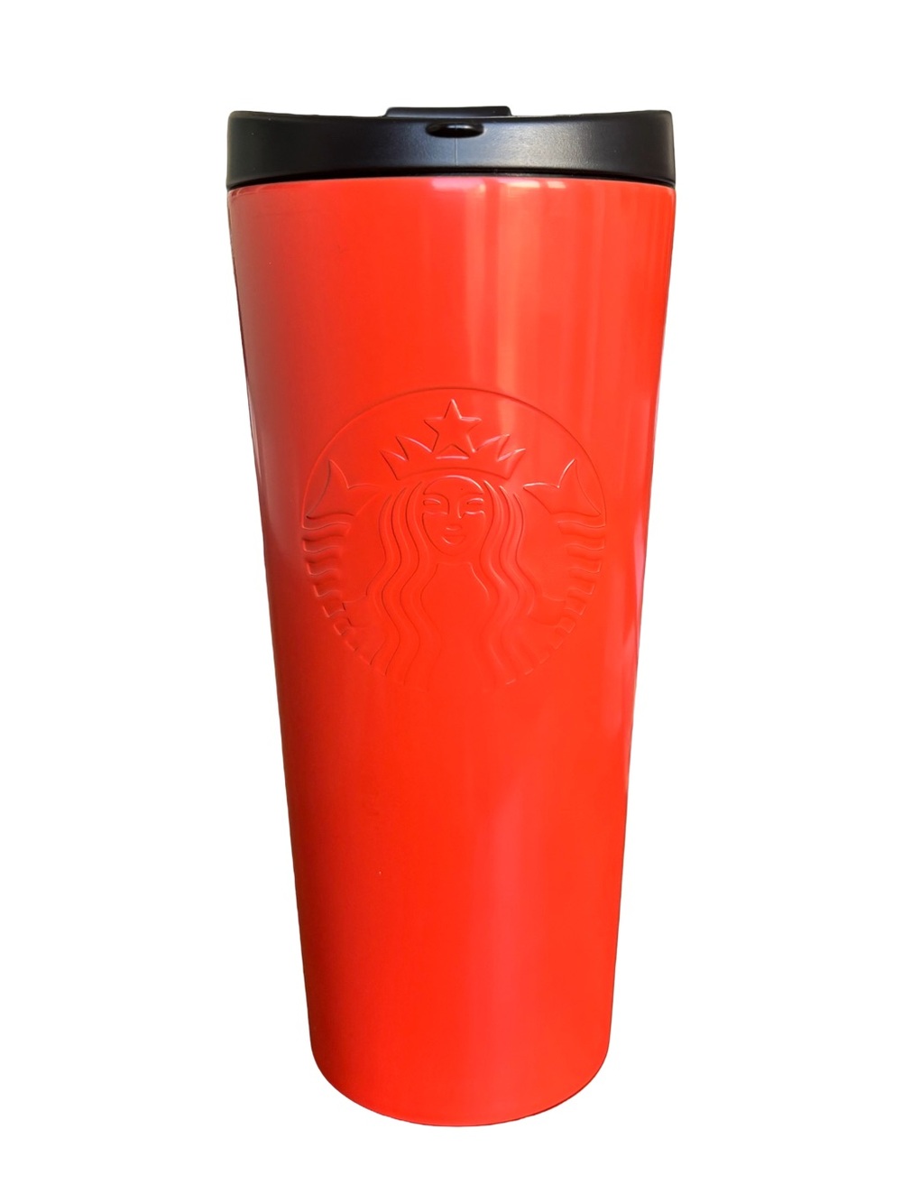 Rare 2017 Starbucks Orangish Red Stainless Steel 16oz Traveler Tumbler